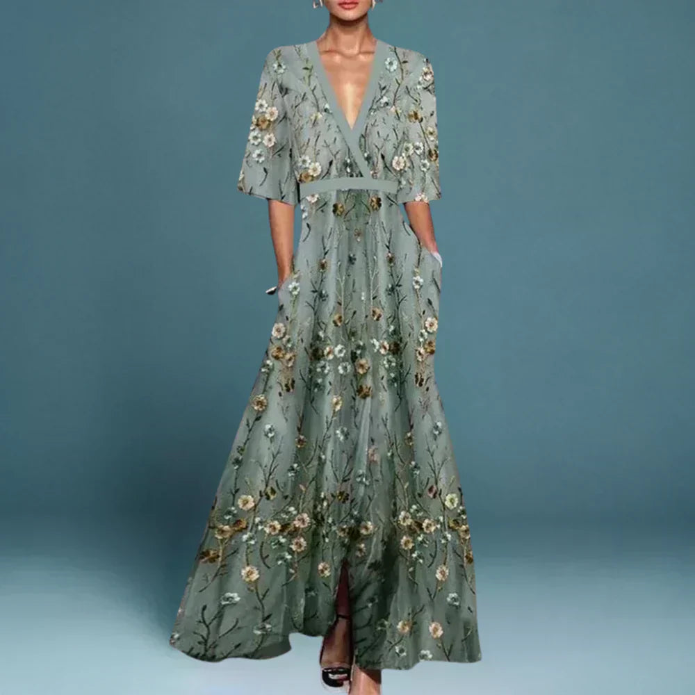 Hazel - Vestido envolvente floral exquisito
