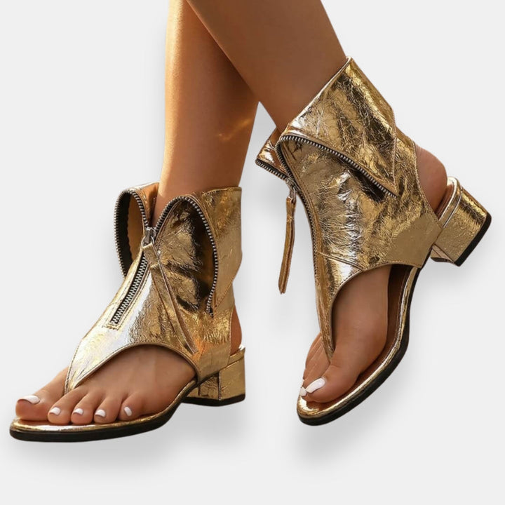 Octavienne | Sandalias metalizadas con cremallera, chic y de moda