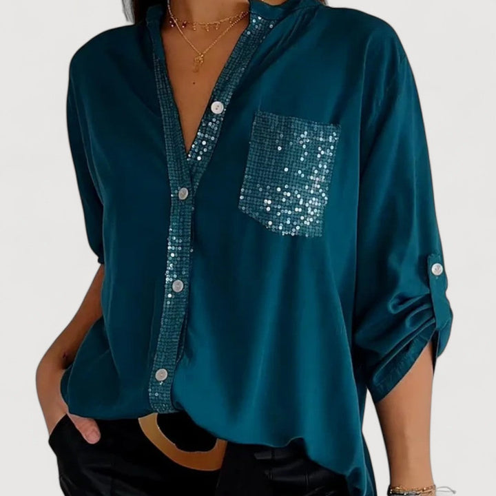 RENNA – BLUSA CON DETALLES DE LENTEJUELAS