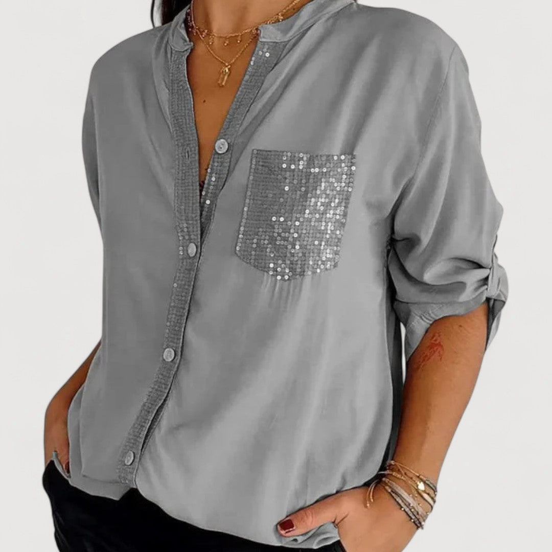RENNA – BLUSA CON DETALLES DE LENTEJUELAS