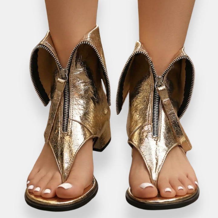 Octavienne | Sandalias metalizadas con cremallera, chic y de moda