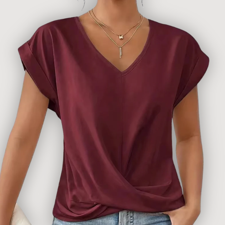 ARIA – BLUSA DRAPEADA CON ESCOTE EN V