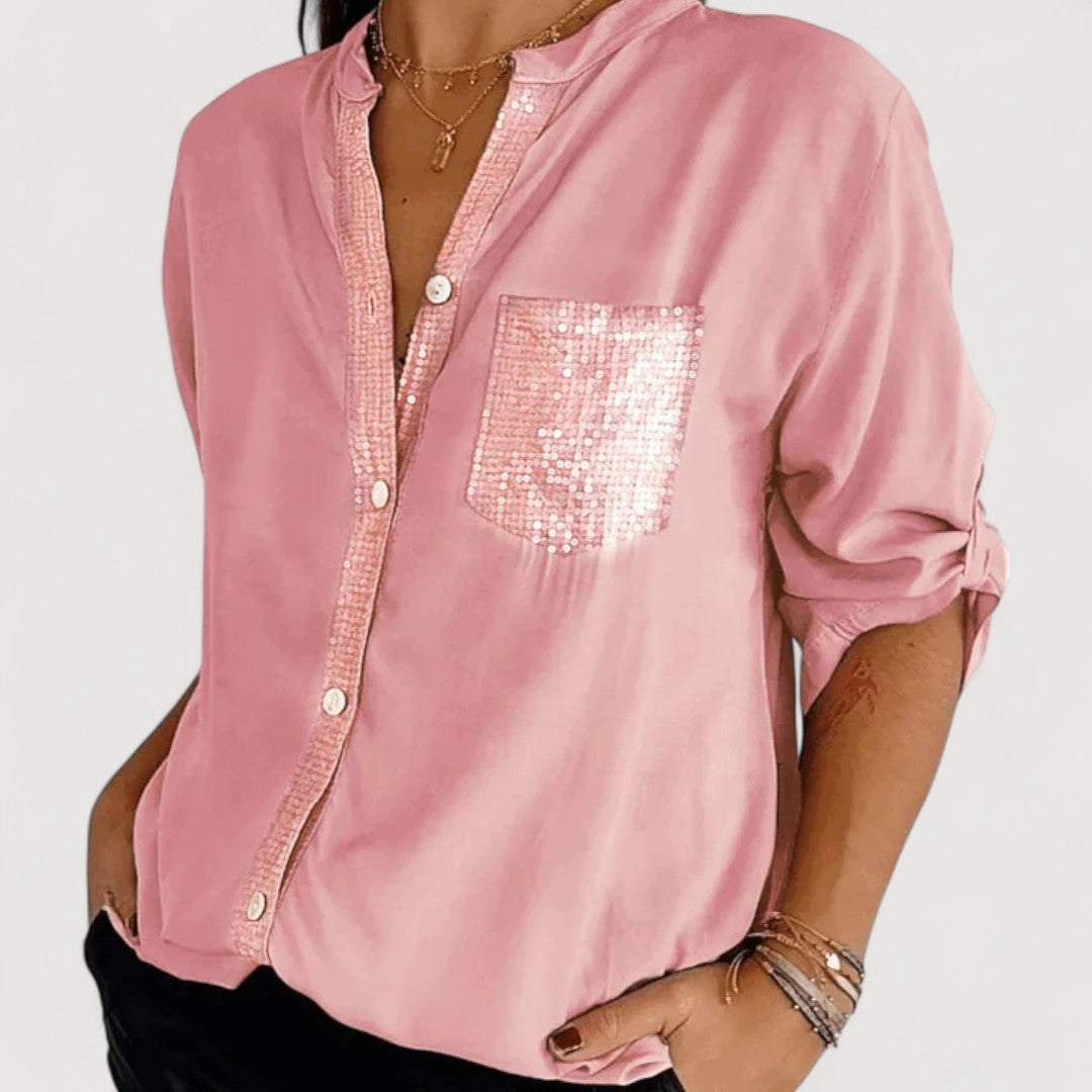 RENNA – BLUSA CON DETALLES DE LENTEJUELAS