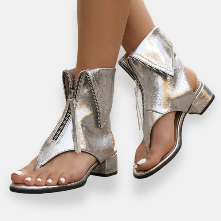 Octavienne | Sandalias metalizadas con cremallera, chic y de moda