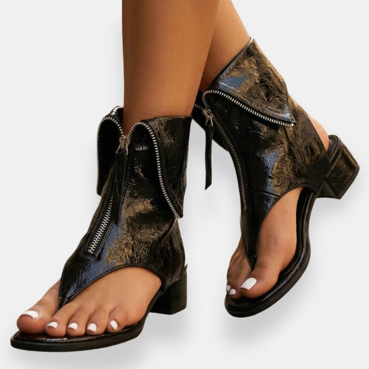 Octavienne | Sandalias metalizadas con cremallera, chic y de moda