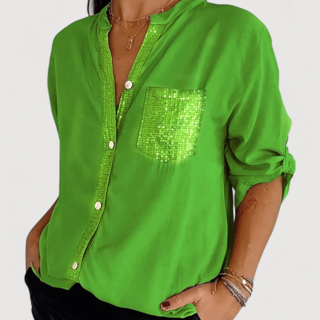 RENNA – BLUSA CON DETALLES DE LENTEJUELAS