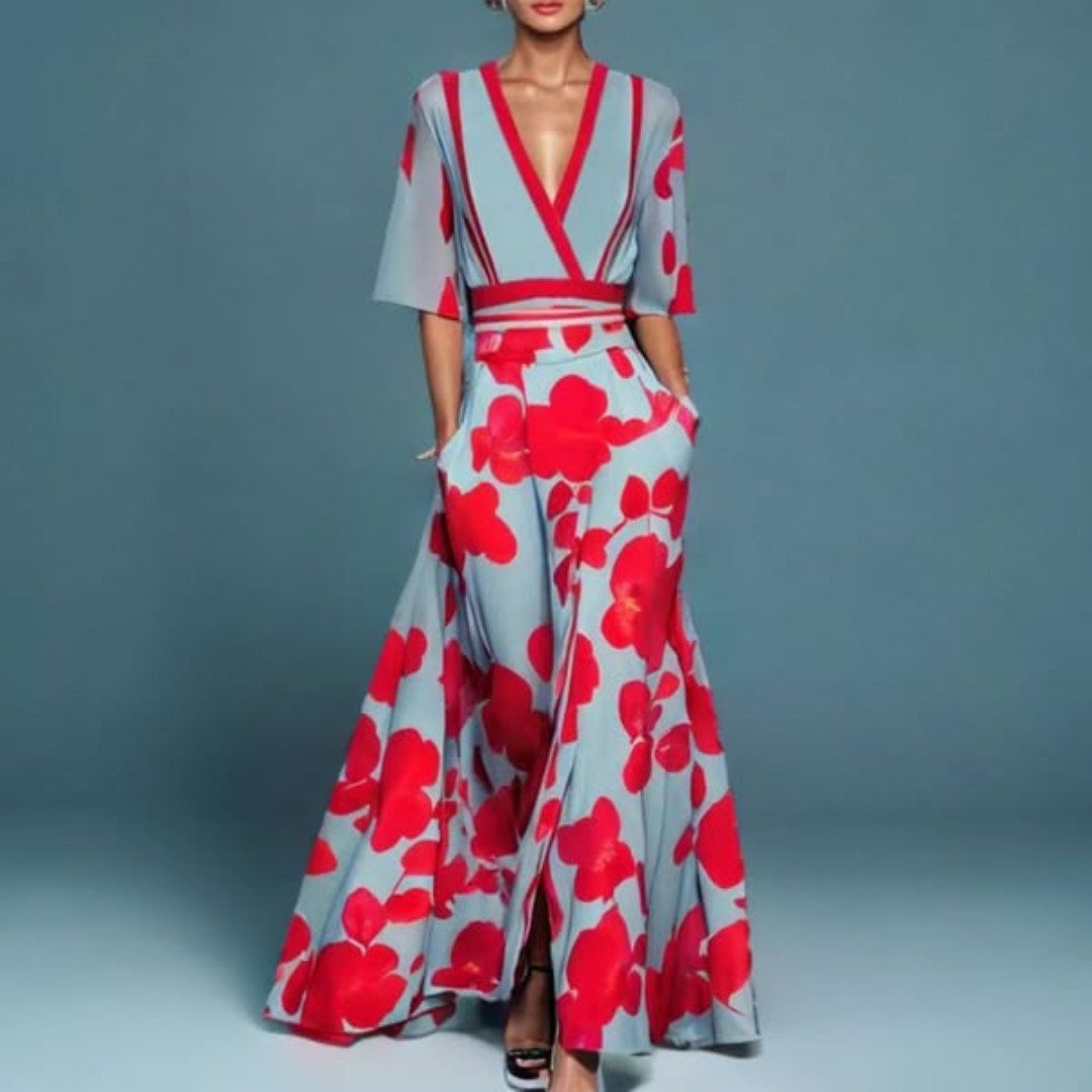 Hazel - Vestido envolvente floral exquisito
