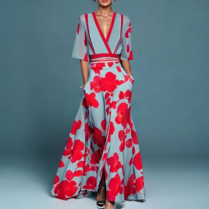 Hazel - Vestido envolvente floral exquisito