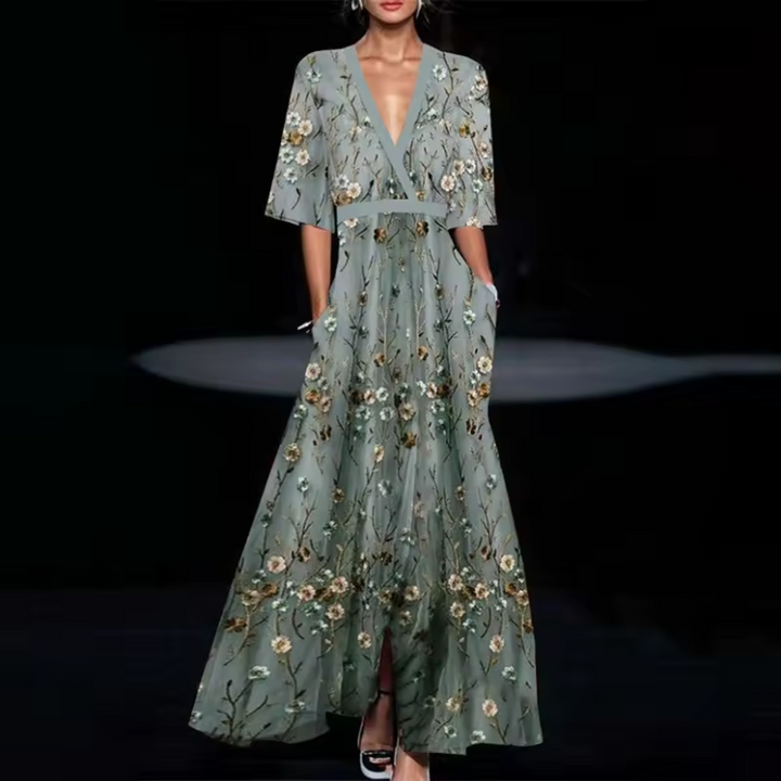Michelle™ - Vestido elegante con estampado floral de encanto refinado
