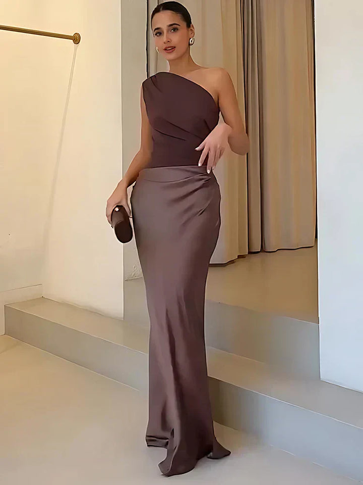 Luna™ | Vestido Maxi de Satén con apertura – Elegancia para la noche
