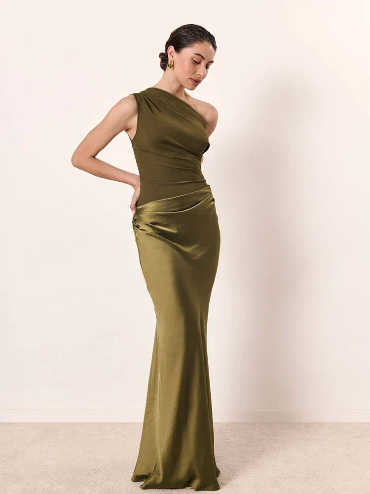 Luna™ | Vestido Maxi de Satén con apertura – Elegancia para la noche