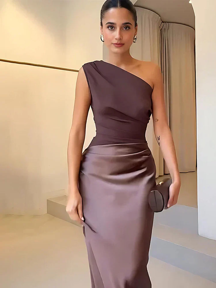 Luna™ | Vestido Maxi de Satén con apertura – Elegancia para la noche