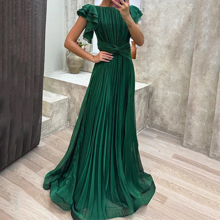 Rory Vestido de Noche Plisado — Vestimenta de Noche Elegante