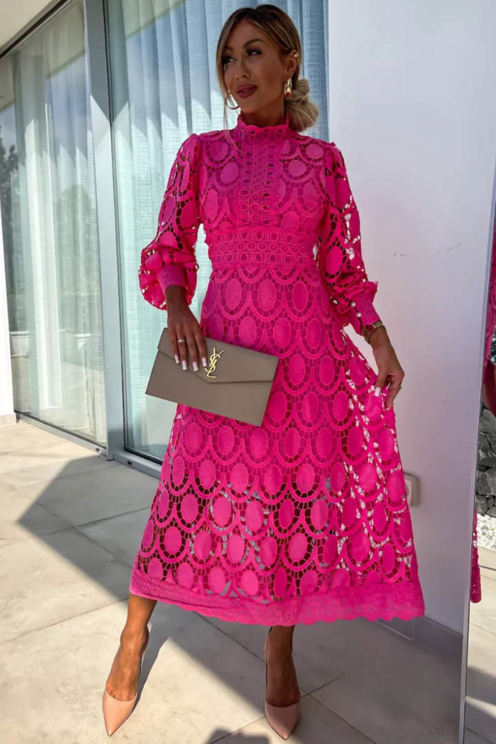 Eloah™ Vestido midi de encaje elegante y refinado