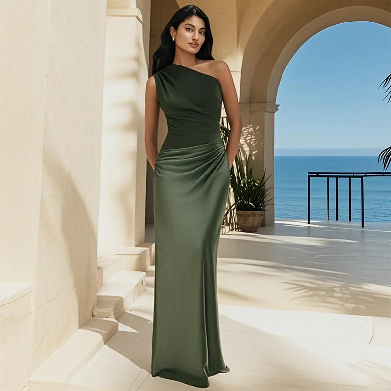 Luna™ | Vestido Maxi de Satén con apertura – Elegancia para la noche